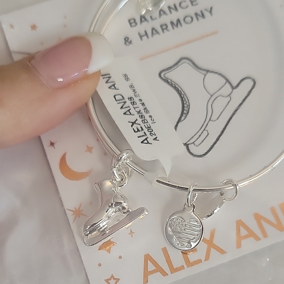 ALEX AND ANI STERLING SILVER ICE SKATE CHARM BRACELET - Picture 5 of 5